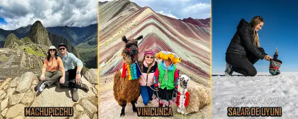 Maravilla Machupicchu, Montaña de Colores Vinicunca y el Salar de Uyuni en Bolivia