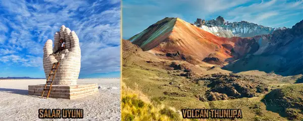 Salar de Uyuni, Mano echa de Sal y Volcan Thunupa